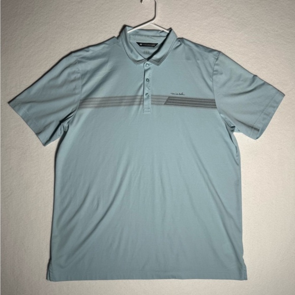 Travis Mathew Polo Shirt Mens 2XL Light Blue Golf Performance‎ Stretch Casual